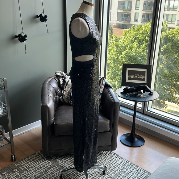 New STAUD Dolce Sequined Cutout Dress in Black Size XS - Picture 3 of 8